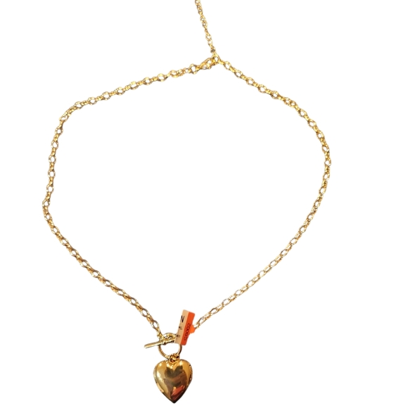 Mia Sarina Women Fine Silver Plated Heart Toggle Necklace Clasp Chain - Picture 3 of 9